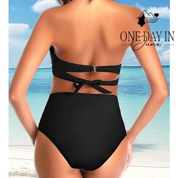 Tempt Me Twist Front High Waist Bikini Swimsuit Size S - Picture 2 of 7